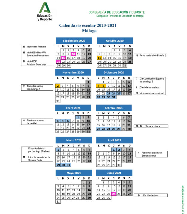 Calendario - Marbella Study Centre